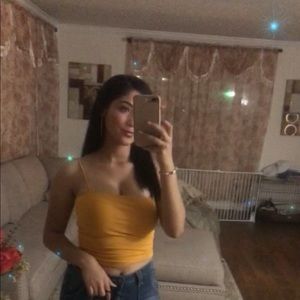 Mustard string crop top